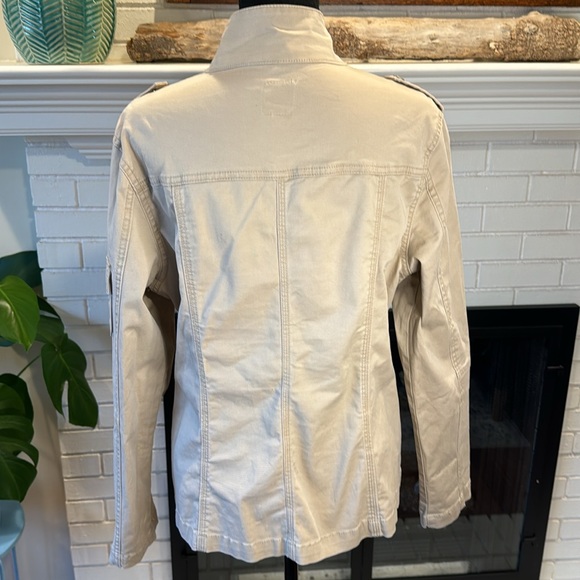 Awesome Kenzie Jeans Cream Colored Zip Fromt Denim Jacket Size Large - Picture 5 of 8